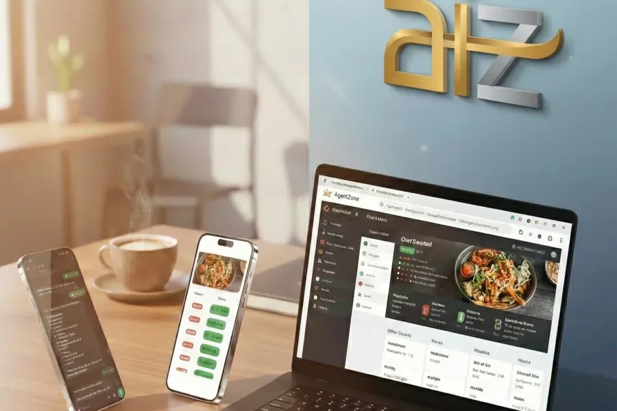 AigentPOS live digital menu updating in real time on laptop and mobile