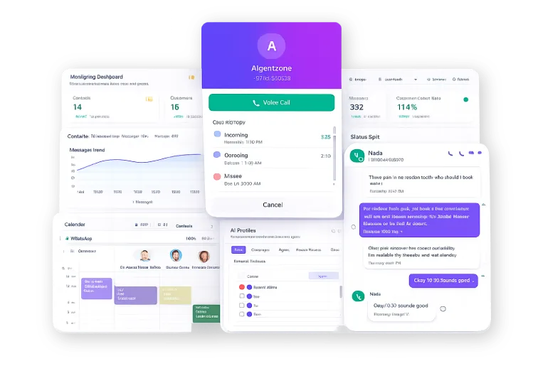 OmniLink dashboard — conversations, calls, calendar, and AI settings